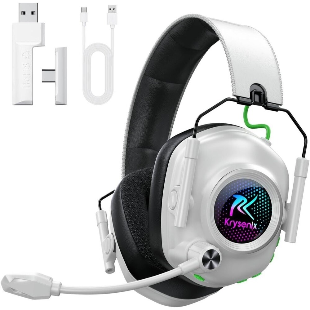 Wireless Gaming Headset for PS5 & PC, 50mm Titanium Drivers, Low-Latency White